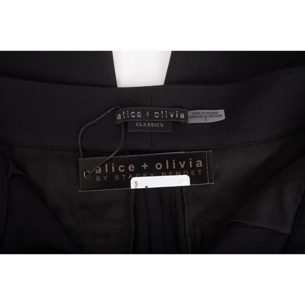 Alice + Olivia Womens Dylan High Waisted Pants Wide Leg Trouser Sz 6 Black NWT - Picture 7 of 7
